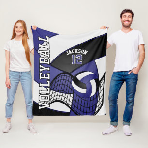 Volleyball 🏐 Design - Blue, White, Black Fleece Blanket
