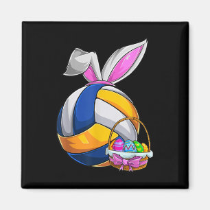 Volleyball Easter Bunny Ears Easter Eggs Hunting B Magnet