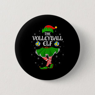 Volleyball Elf Christmas Family Girls Women Elf Sq 6 Cm Round Badge