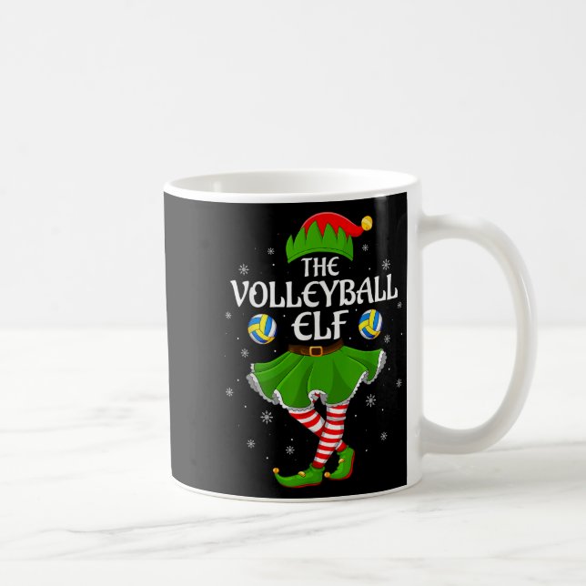 Volleyball Elf Christmas Family Girls Women Elf Sq Coffee Mug (Right)