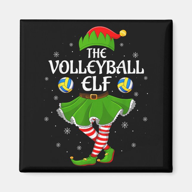 Volleyball Elf Christmas Family Girls Women Elf Sq Magnet (Front)