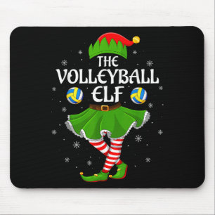 Volleyball Elf Christmas Family Girls Women Elf Sq Mouse Pad