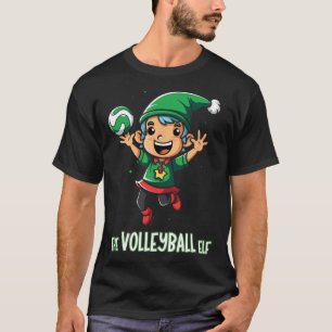 Volleyball Elf Christmas Matching Family Party Xma T-Shirt