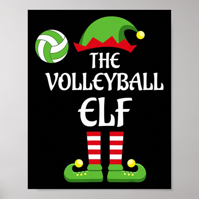 Volleyball Elf Christmas Merry Xmas Volleyball Pla Poster (Front)