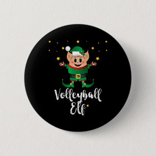 Volleyball Elf Xmas Elves Matching Family Group Ch 6 Cm Round Badge