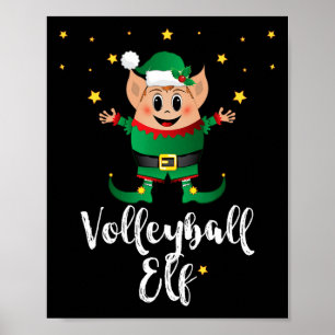 Volleyball Elf Xmas Elves Matching Family Group Ch Poster