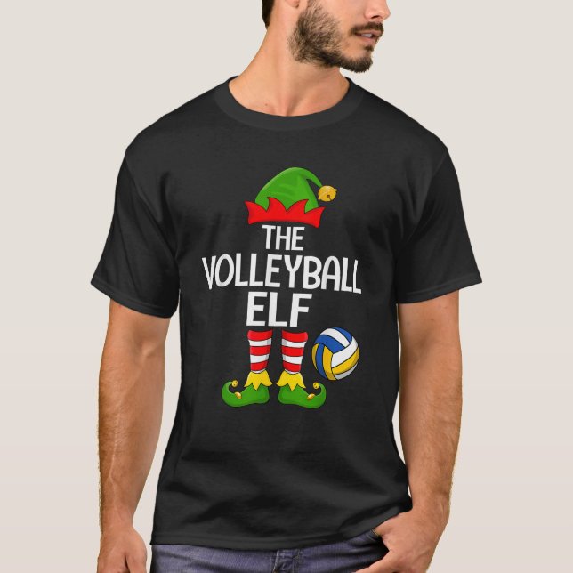 Volleyball Elf Xmas Matching Family Elf Squad Chri T-Shirt (Front)
