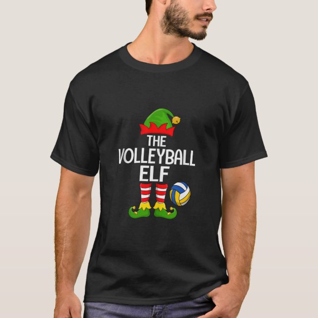 Volleyball Elf Xmas Matching Family Elf Squad Chri T-Shirt (Front)