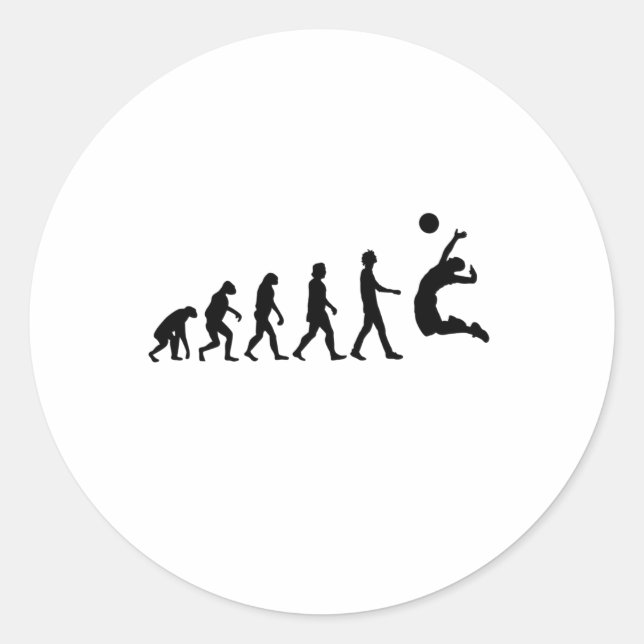 Volleyball Evolution Classic Round Sticker (Front)
