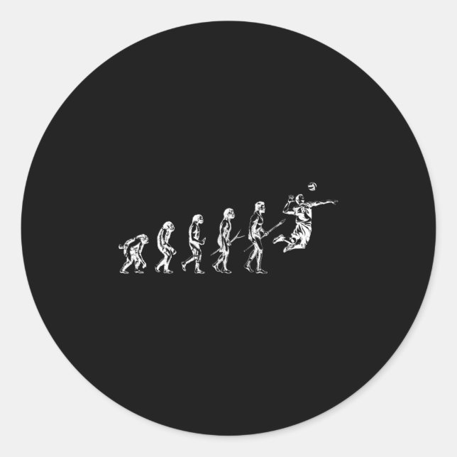 Volleyball Evolution Of Man Funny Vball Player Bea Classic Round Sticker (Front)