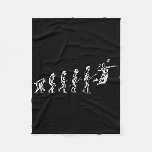 Volleyball Evolution Of Man Funny Vball Player Bea Fleece Blanket (Front)