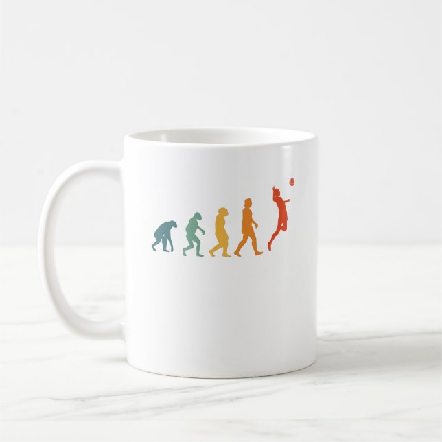 Volleyball Evolution Retro Player Coffee Mug (Left)