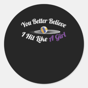 Volleyball Eye Hit Like A Girl Power Sticker 