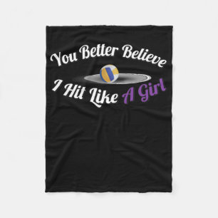 Volleyball Eye Hit Like A Girl Power Sticker Fleece Blanket