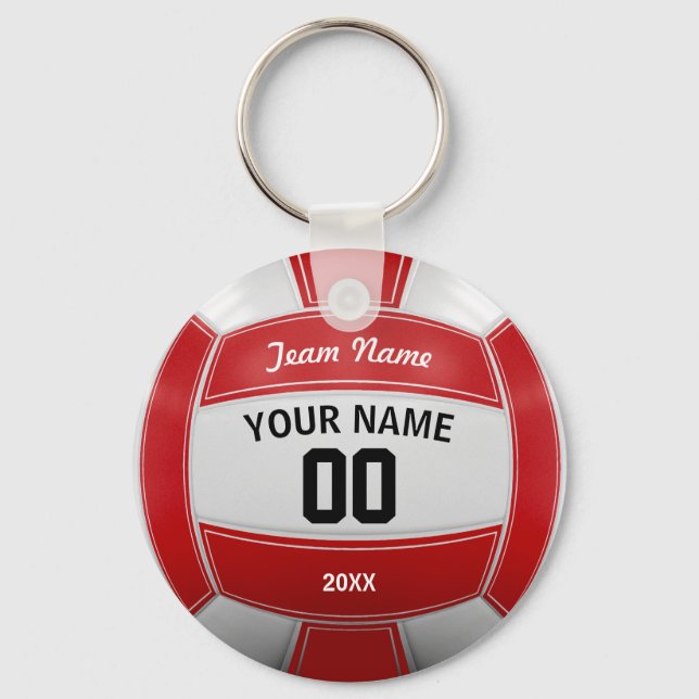 Volleyball Fan Name Year Team Red Key Ring (Front)