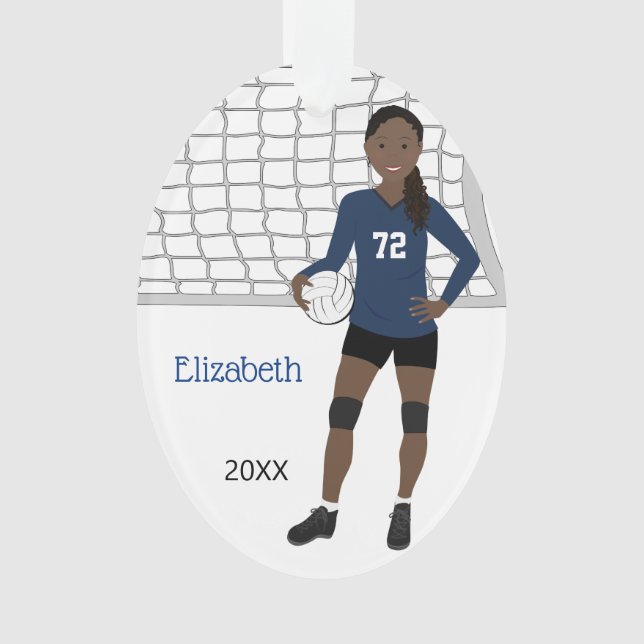 Volleyball Female in Blue and Black Ornament (Front)