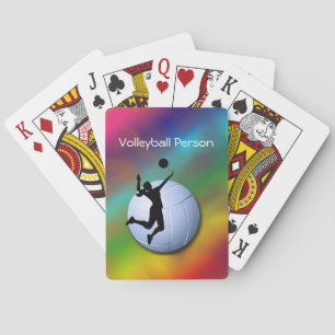 Volleyball Female Player and Ball personalise Playing Cards