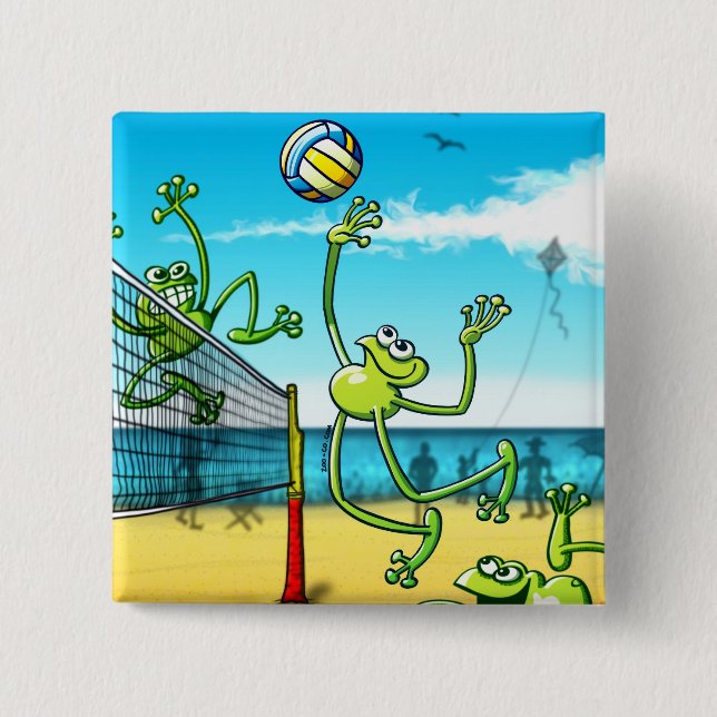Volleyball Frog 15 Cm Square Badge (Front)
