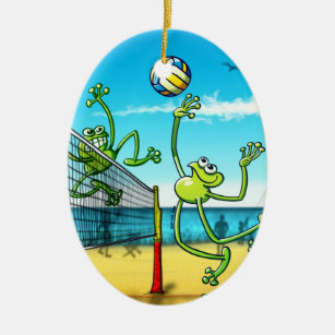 Volleyball Frog Ceramic Ornament
