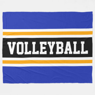 VOLLEYBALL Fun Navy Blue Yellow Black Stripes Fleece Blanket