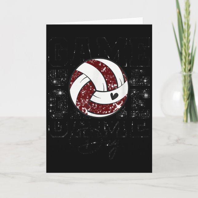 Volleyball Game Day Girls Volleyball Mom Maroon &a Card (Front)