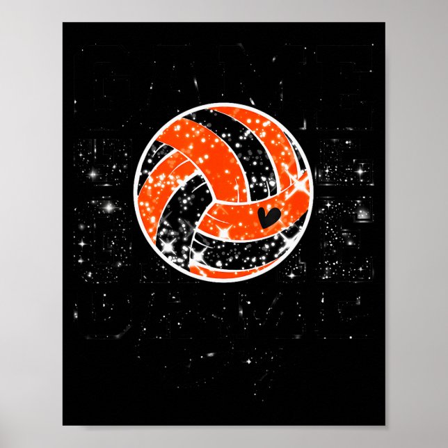 Volleyball Game Day Girls Volleyball Mom Orange &a Poster (Front)