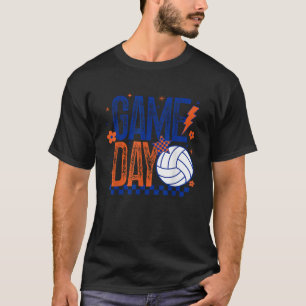 Volleyball Game Day Retro Girls Volleyball Mom Blu T-Shirt