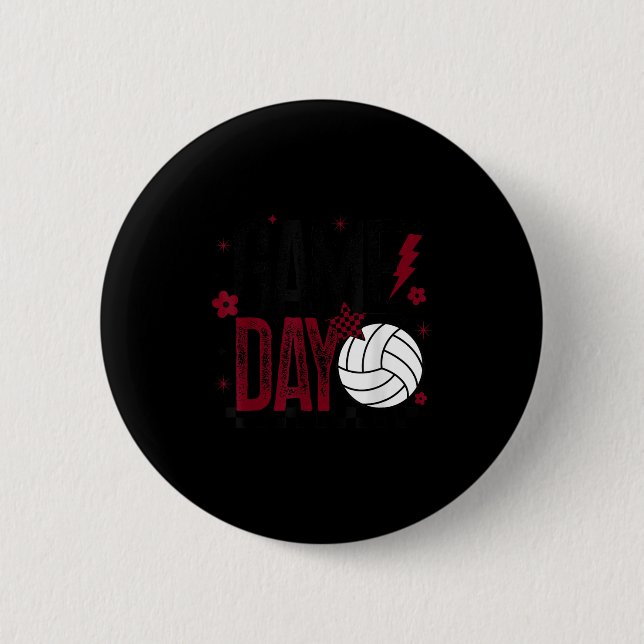 Volleyball Game Day Retro Girls Volleyball Mom Mar 6 Cm Round Badge (Front)