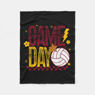 Volleyball Game Day Retro Girls Volleyball Mom Mar Fleece Blanket