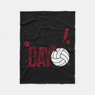 Volleyball Game Day Retro Girls Volleyball Mom Mar Fleece Blanket
