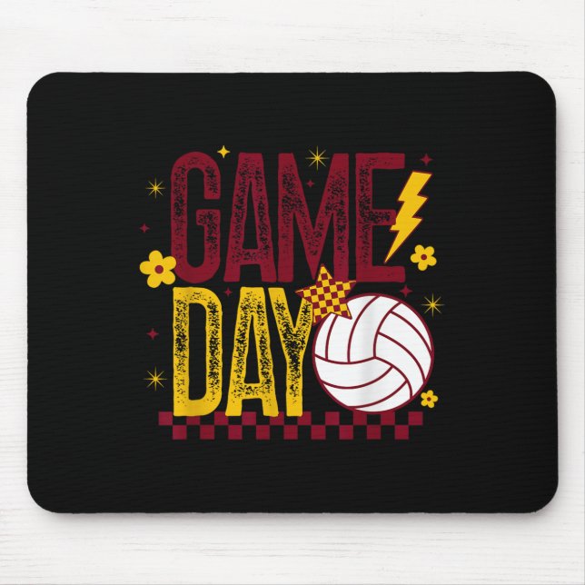 Volleyball Game Day Retro Girls Volleyball Mom Mar Mouse Pad (Front)