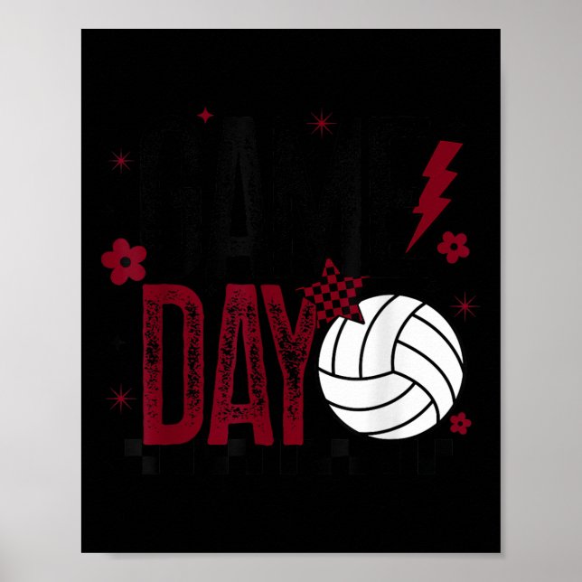 Volleyball Game Day Retro Girls Volleyball Mom Mar Poster (Front)