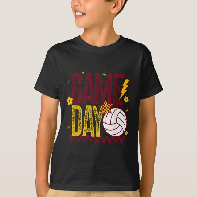 Volleyball Game Day Retro Girls Volleyball Mom Mar T-Shirt (Front)