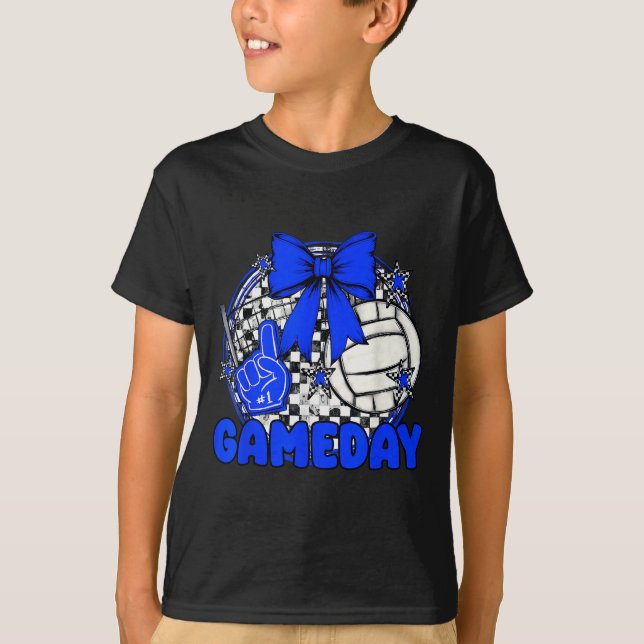 Volleyball Game Day Retro Girls Volleyball Mom Roy T-Shirt (Front)