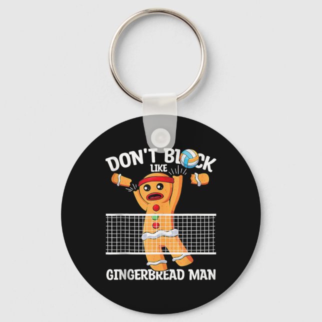 Volleyball Gingerbread Man Volleyball Blocker Chri Key Ring (Front)