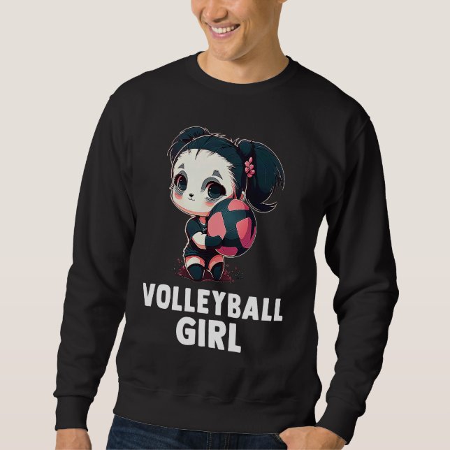 Volleyball Girl  Cute Panda Girl And Volleyball Sweatshirt (Front)