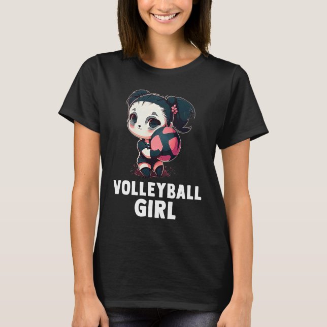 Volleyball Girl  Cute Panda Girl And Volleyball T-Shirt (Front)