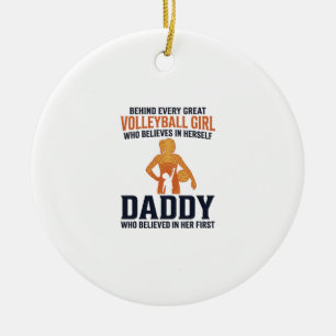 Volleyball Girl Daddy Vintage Engraving Shirt Desi Ceramic Ornament