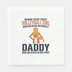 Volleyball Girl Daddy Vintage Engraving Shirt Desi Napkin