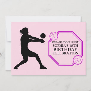 Volleyball Girl Player Birthday Party    Invitation
