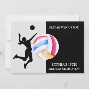 Volleyball Girl Player Birthday Party    Invitation