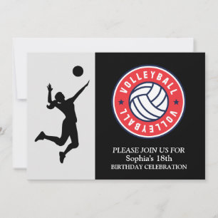 Volleyball Girl Player Birthday Party    Invitation