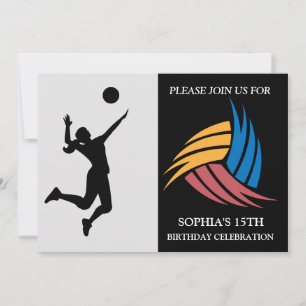 Volleyball Girl Player Birthday Party    Invitation