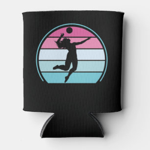 Volleyball Girl Retro Vintage Can Cooler