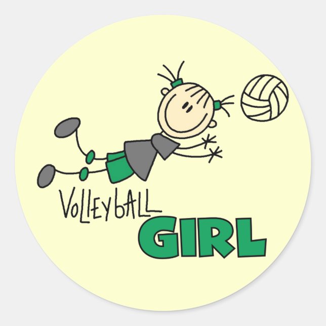 Volleyball Girl Tshirts and Gifts Classic Round Sticker (Front)