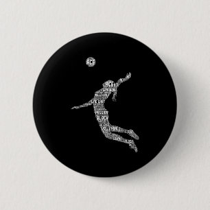 Volleyball Girl Women Youth Player  6 Cm Round Badge