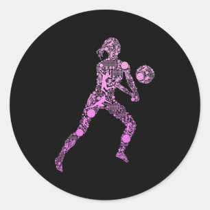 Volleyball Girl Women Youth Player 7 Classic Round Sticker