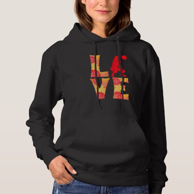 Volleyball Girls Floral Love Hoodie (Front)
