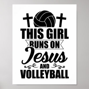 Volleyball Girls   Jesus Sports Trainers Gifts Poster