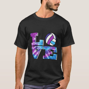 Volleyball Girls Love Tie Dye Look Purple Blue Gre T-Shirt